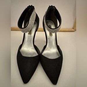 Nina Elegant Black Heels with Silver Ankle Detail